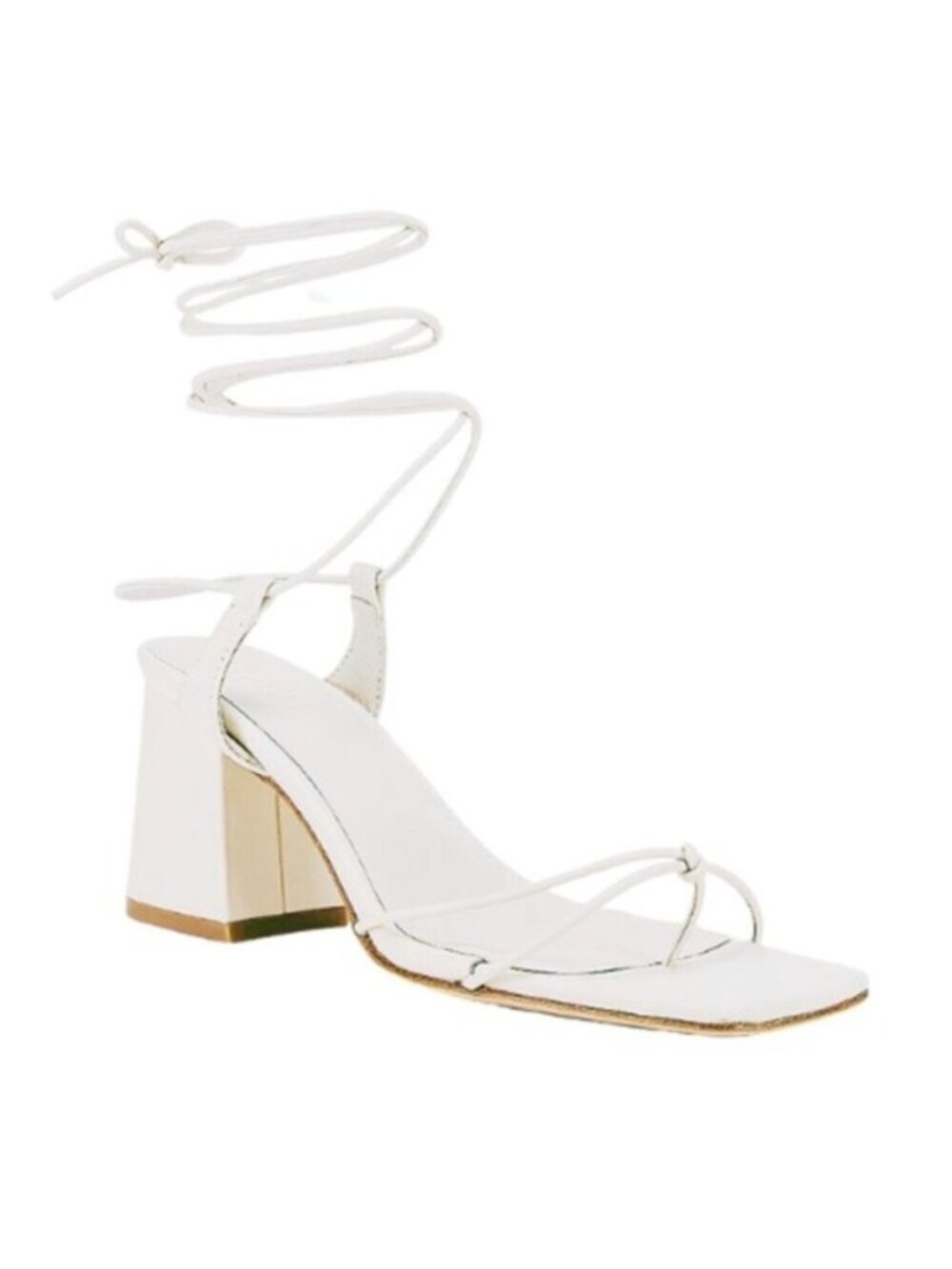 Revolve Raye Voyage Heel in Off Bone White Size 10 Strappy Ankle Tie String
